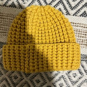 Yellow knitted beanie